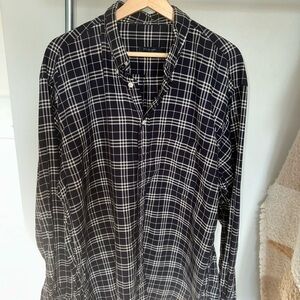 Burberry Navy and White Plaid Men's Shirt